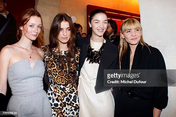 Audrey Marney, Joana Preiss, MariaCarla Boscono and Clotilde Courau attend the YSL opening of a new Store in Paris, at place Saint Sulpice, during...