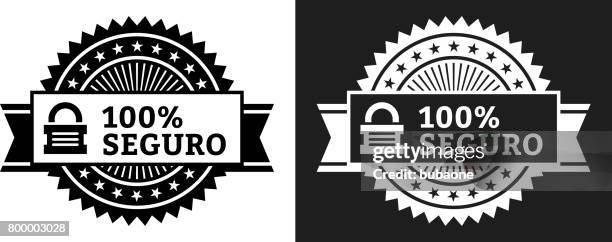 secure vector graphic badge black and white set - data security white background stock illustrations
