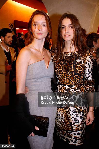 Audrey Marney and Joana Preiss attend the YSL opening of a new Store in Paris, at place Saint Sulpice, during the Fall/Winter 2008-2009 ready-to-wear...