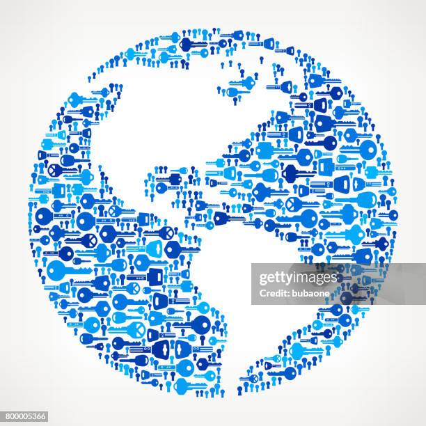 globe keys pattern vector graphic - locksmith stock illustrations