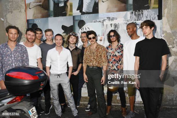 Maxime Simoens , painter Andy Picci and guests attend the MX Paris Max Simoens Flagship Opening Show Party as part of Paris Fashion Week on June 22,...