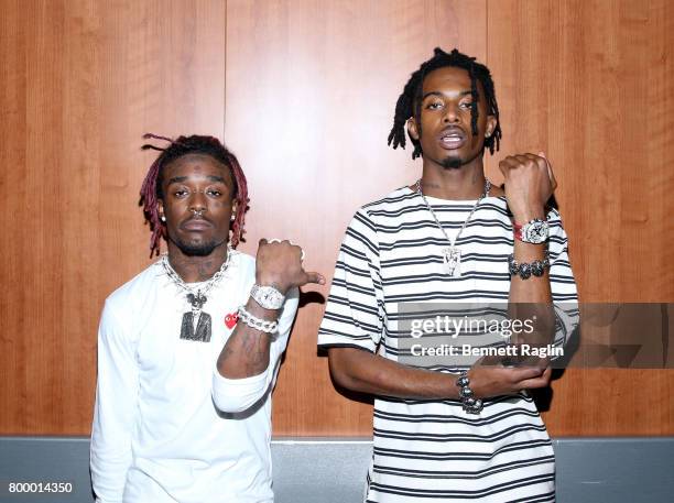 Recording artists Lil Uzi Vert and Playboi Carti perform at night one of the 2017 BET Experience STAPLES Center Concert, sponsored by Hulu, at...