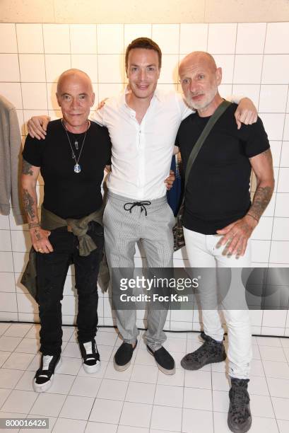 Pierre Commoy, Maxime Simoens and Gilles BlanchardÊ n attend the MX Paris Max Simoens Flagship Opening Show Party as part of Paris Fashion Week on...
