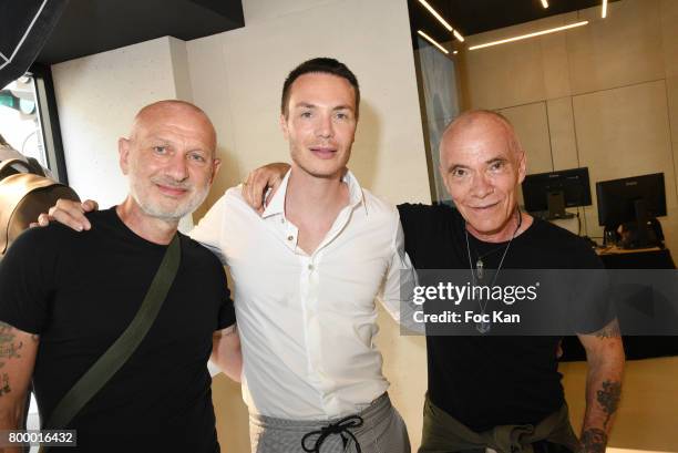 Gilles Blanchard, Maxime Simoens and Pierre Commoy attend the MX Paris Max Simoens Flagship Opening Show Party as part of Paris Fashion Week on June...