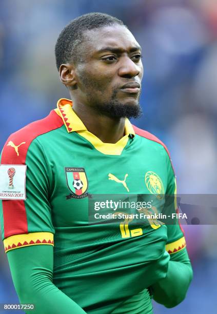 Karl Toko Ekambi of Cameroon ponders after the FIFA Confederation Cup Group B match between Cameroon and Australia at Saint Petersburg Stadium on...