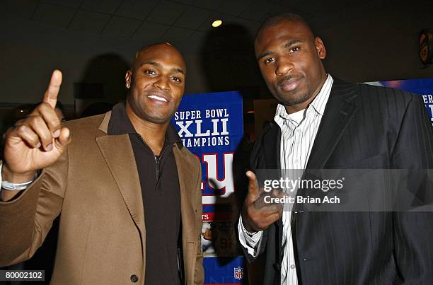 Giants wide receiver Amani Toomer and NY Giants running back Brandon Jacobs at the NFL Super Bowl XLII Champions DVD Premiere Screening at AMC Empire...