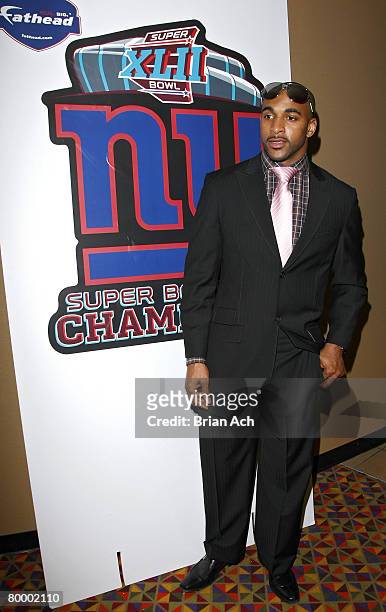 Giants wide receiver David Tyree at the NFL Super Bowl XLII Champions DVD Premiere Screening at AMC Empire 25 Theaters in Times Square on February 25...
