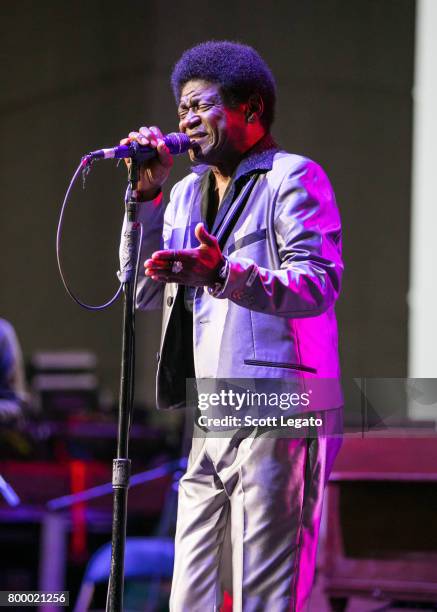 Charles Bradley and His Extraordinaires performs at Chene Park Amphitheater on June 22, 2017 in Detroit, Michigan.