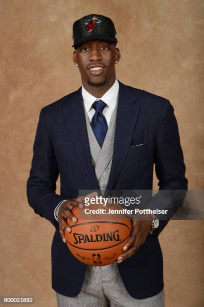 Bam Adebayo poses for a portrait after being drafted number fourteen overall to the Miami Heat during the 2017 NBA Draft on June 22, 2017 at Barclays...