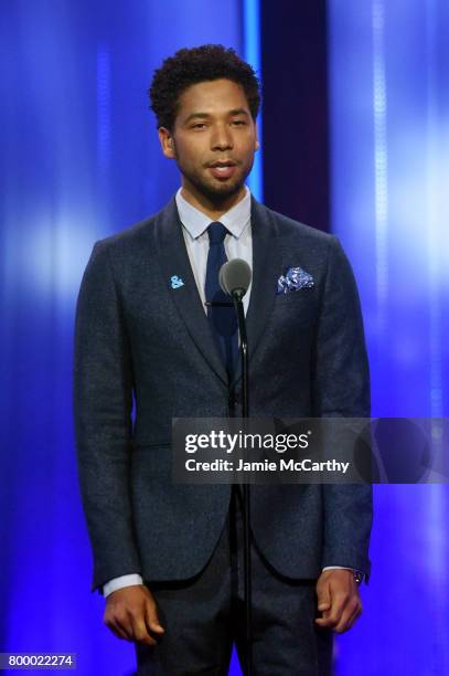 Jussie Smollett speaks onstage at the Logo's 2017 Trailblazer Honors event at Cathedral of St. John the Divine on June 22, 2017 in New York City.