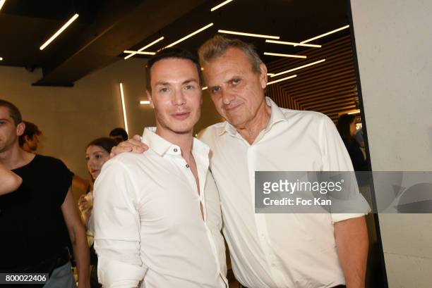 Designers Maxime Simoens and Jean Charles de Castelbajac attend the MX Paris Max Simoens Flagship Opening Show Party as part of Paris Fashion Week on...