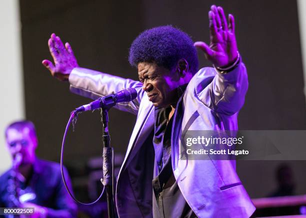 Charles Bradley and His Extraordinaires performs at Chene Park Amphitheater on June 22, 2017 in Detroit, Michigan.