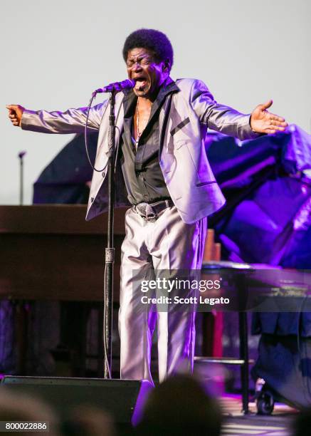 Charles Bradley and His Extraordinaires performs at Chene Park Amphitheater on June 22, 2017 in Detroit, Michigan.