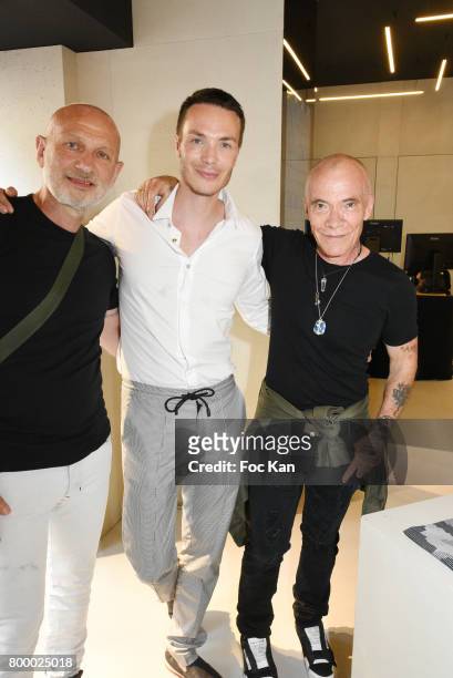 Gilles Blanchard, Maxime Simoens and Pierre Commoy attend the MX Paris Max Simoens Flagship Opening Show Party as part of Paris Fashion Week on June...