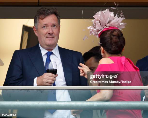Piers Morgan and Susanna Reid watch the Gold Cup as they attend day 3, Ladies Day, of Royal Ascot at Ascot Racecourse on June 22, 2017 in Ascot,...