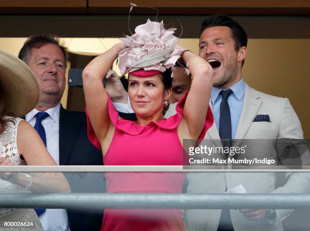 Piers Morgan, Susanna Reid and Mark Wright watch the Gold Cup as they attend day 3, Ladies Day, of Royal Ascot at Ascot Racecourse on June 22, 2017...
