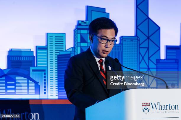 George Hongchoy, chief executive officer of Link Management Ltd., speaks during the Wharton Global Forum in Hong Kong, China, on Friday, June 23,...