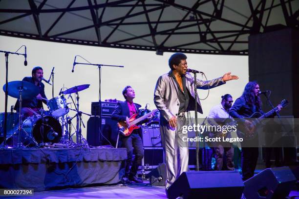 Charles Bradley and His Extraordinaires performs at Chene Park Amphitheater on June 22, 2017 in Detroit, Michigan.