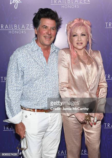 David Thornton and Cyndi Lauper attend the Logo's 2017 Trailblazer Honors event at Cathedral of St. John the Divine on June 22, 2017 in New York City.
