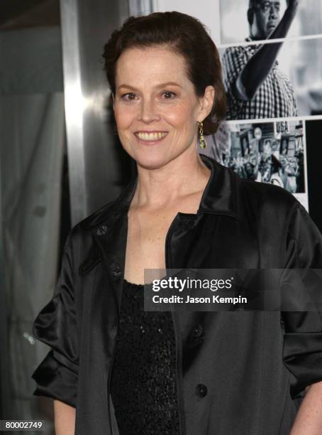 Sigourney Weaver attends the premiere of "Vantage Point" at the AMC Lincoln Square Cinema on February 20, 2008 in New York City.