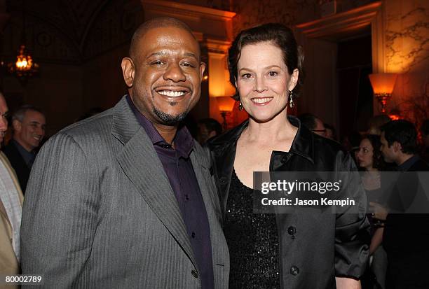 Forest Whitaker and Sigourney Weaver attend the "Vantage Point" after party at the Metropolitan Club on February 20, 2008 in New York City.