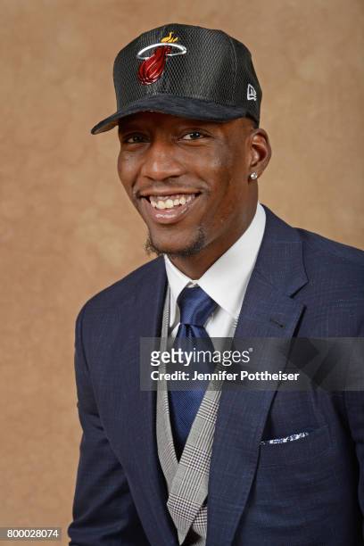 Bam Adebayo poses for a portrait after being drafted number fourteen overall to the Miami Heat during the 2017 NBA Draft on June 22, 2017 at Barclays...