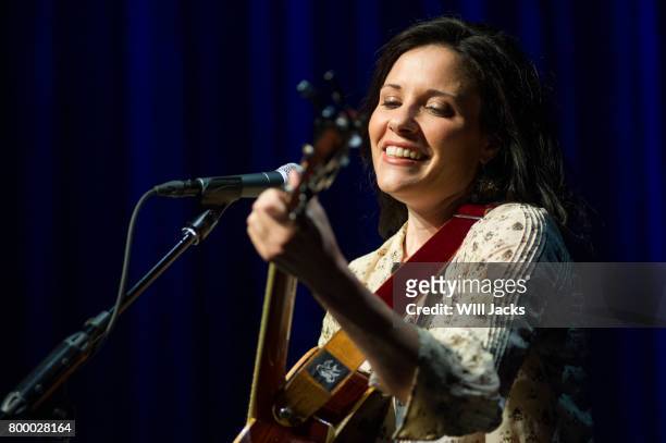 Shannon McNally tunes her guitar at GRAMMY Museum Mississippi on June 22, 2017 in Cleveland, Mississippi.