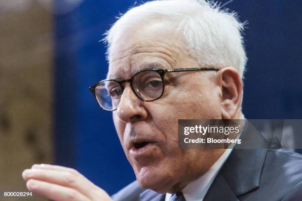 David Rubenstein, co-chief executive officer of Carlyle Group LP, speaks during a Bloomberg Television interview on the sidelines of the Wharton...