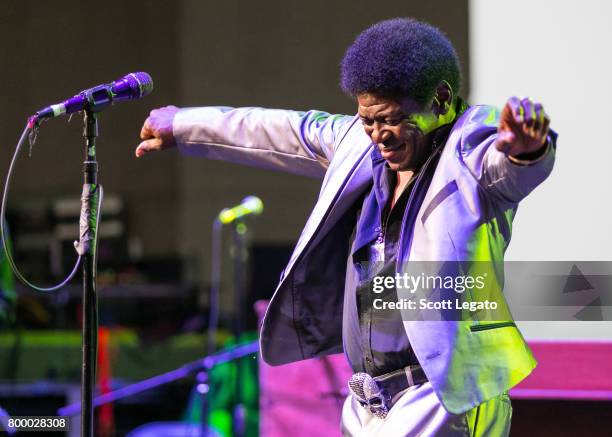 Charles Bradley and His Extraordinaires performs at Chene Park Amphitheater on June 22, 2017 in Detroit, Michigan.