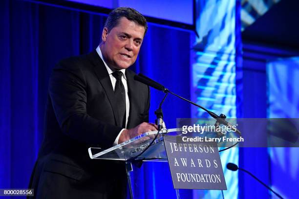 Hall of Fame Inductee Pat LaFontaine speaks on stage at The Jefferson Awards Foundation 2017 DC National Ceremony at Capital Hilton on June 22, 2017...
