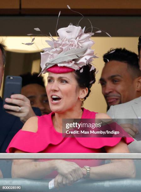 Susanna Reid watches the Gold Cup as she attends day 3, Ladies Day, of Royal Ascot at Ascot Racecourse on June 22, 2017 in Ascot, England.