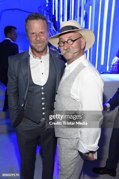 Jenke von Wilmsdorff and Horst Lichter attend the Bertelsmann Summer Party on June 22, 2017 in Berlin, Germany.