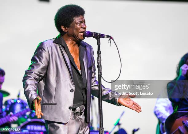 Charles Bradley and His Extraordinaires performs at Chene Park Amphitheater on June 22, 2017 in Detroit, Michigan.