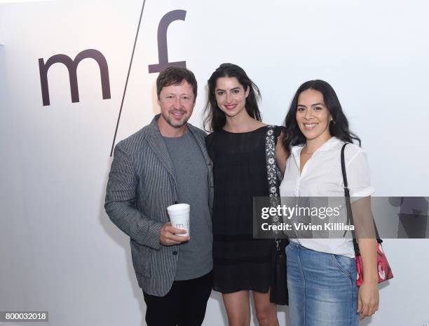 Founder of m/f people Greg Alterman, Carla Houston and Carla Vila attend m/f people Celebrates Launch in LA with Cocktail Party on June 22, 2017 in...