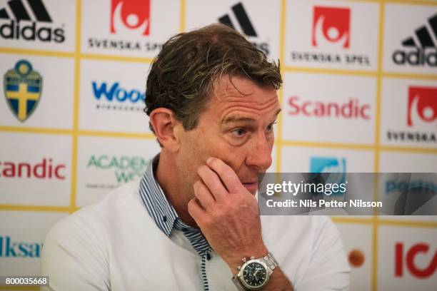 Hakan Ericson, head coach of Sweden during his last press conference as head coach for the Swedish U21 national team at IBB Grand Hotel Lublinianka...