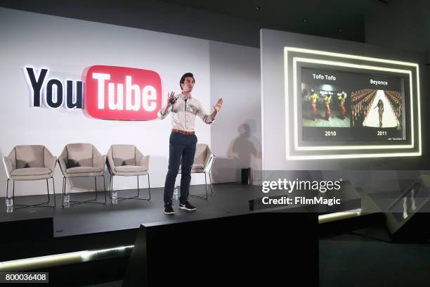 Googler, Writer & Cartoonist Jonathon Youshaei speaks at the YouTube @ VidCon Brand Lounge at Anaheim Convention Center on June 22, 2017 in Anaheim,...