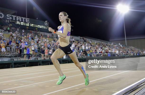 Molly Huddle runs to victory in the Womens 10.000 Meter Final during Day 1 of the 2017 USA Track & Field Championships at Hornet Satdium on June 22,...