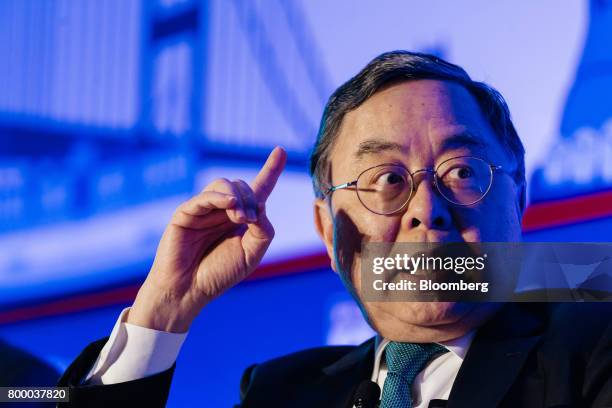 Ronnie Chan, chairman of Hang Lung Group Ltd., speaks during the Wharton Global Forum in Hong Kong, China, on Friday, June 23, 2017. The forum runs...