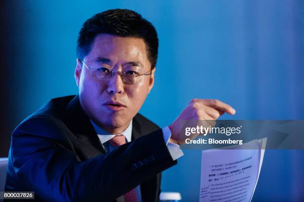 Chen Shuang, chief executive officer of China Everbright Ltd., speaks during the Wharton Global Forum in Hong Kong, China, on Friday, June 23, 2017....