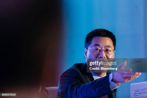 Chen Shuang, chief executive officer of China Everbright Ltd., speaks during the Wharton Global Forum in Hong Kong, China, on Friday, June 23, 2017....