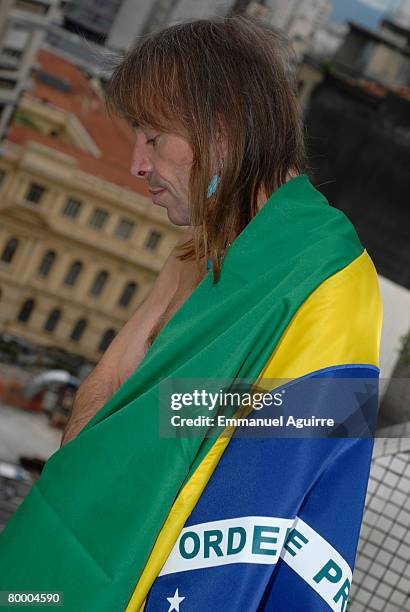 Professional climber Alain Robert, nicknamed the 'French Spiderman', poses at the Hotel Gran Corona on February 23, 2007 in Sao Paolo, Brazil....