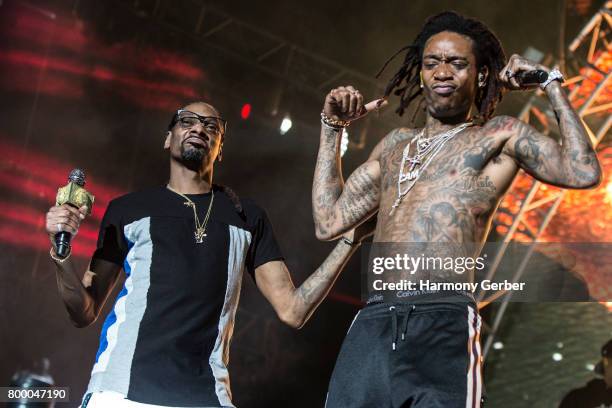 Snoop Dogg and Wiz Khalifa perform at the 2017 BET Experience on June 24, 2017 in Los Angeles, California.