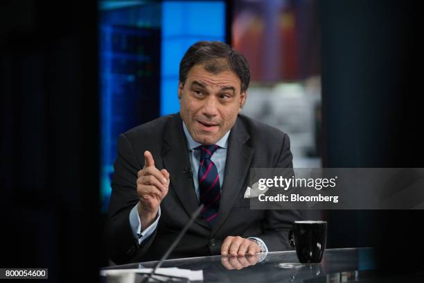 Karan Bilimoria, founder and chairman of Cobra Beer Ltd., speaks during a Bloomberg Television interview in London, U.K., on Friday, June 23, 2017....