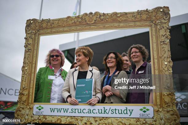 First Minister Nicola Sturgeon visiting the Royal Highland Show to discuss the impact of Brexit on the rural economy on June 23, 2017 in...