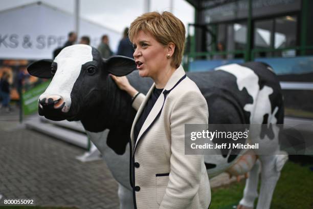 First Minister Nicola Sturgeon visiting the Royal Highland Show to discuss the impact of Brexit on the rural economy on June 23, 2017 in...