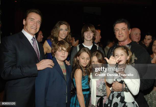 California governor Arnold Schwarzenegger, model Jennifer Flavin, Christopher Schwarzenegger, Patrick Schwarzenegger, Sophia Stallone, Sistine...