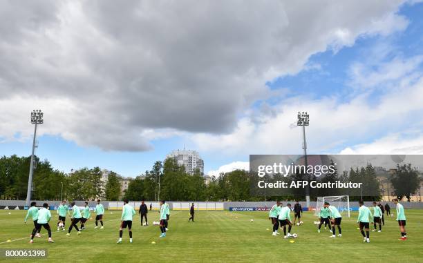 Portugal's players take part in a training session in Saint Petersburg on June 23, 2017 on the eve of the 2017 FIFA Confederations Cup group A...