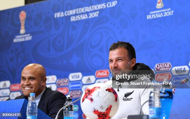 Anthony Hudson, head coach talks to the media during a press conference after a training session of the New Zealand national football team on June...