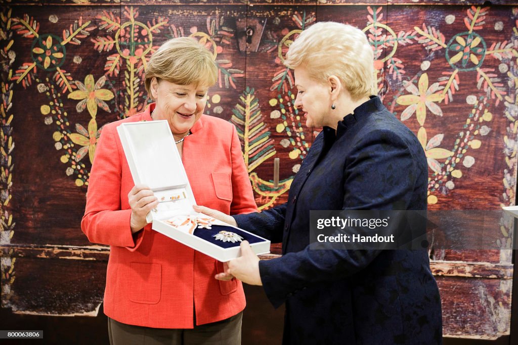 Chancellor Merkel Is Awarded The Grand Cross of the Order of Vytautas des Groensen