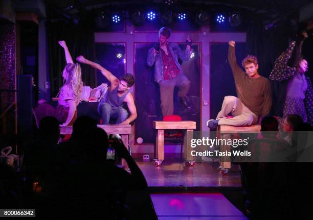 Actors Max Ehrich, Jonah Platt, , Lana McKissack, Damon Gravina, Anna Grace Barlow and Garrett Clayton perform onstage at The Fuse Project's...